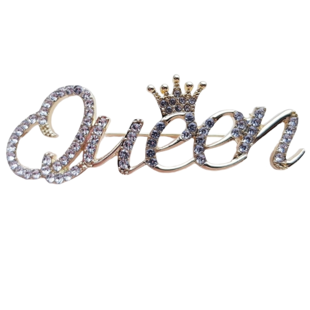 Queen Rhinestone Crown Brooch Pin